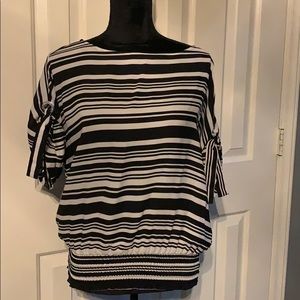 Sleek Michael Kors Black/Off White  Striped Blouse